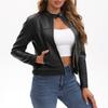 Casual Leather Jacket for Women, Stylish European-American Style, Suitable for Spring and Autumn.