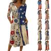 Women's Casual 3/4 Sleeve Button-down Mid-length Dress