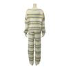 RAVIR Winter Fluffy and Cute Pajama Set and Gradient One Size Fits All Women's Loungewear, (Top Bottoms), Casual, Striped, Soft, White,