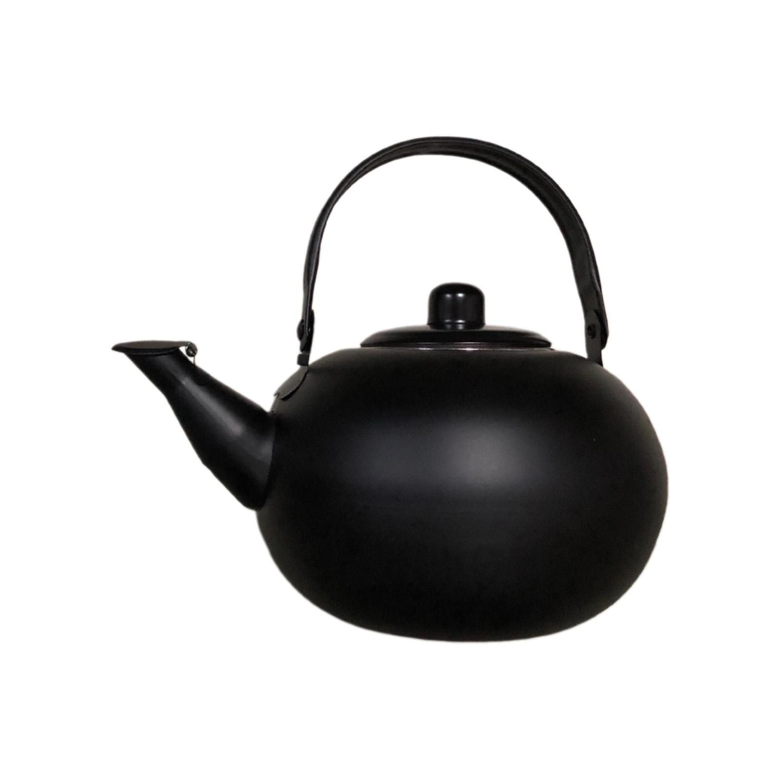 

Чайник из нержавеющей стали с заварочным устройством, коротким носиком, заварочный чайник для кофе, чайник для плиты, круглый кофейник, простой в использовании S чёрный