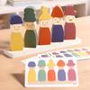Color Sorting Toys Montessoris Wooden Early Learning Toys Fine Motor Skills Puppet Hat Face Match Creative Stacking Toys For Kid