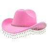 Cross-border Popular Women's Unique Sweet Top Hat Square Point Diamond Hat Chain with Rhinestone Tassel Suitable for Music Parties
