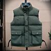 New Stand-up Collar Vest Men's Autumn and Winter Cold and Warm Trendy Brand Cotton Vest Thickened Tooling Jacket