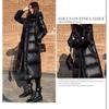 Women's Black Shiny Long Down Cotton Coat, Korean Style Thermal Insulated Slim Fit Winter Jacket, Instagram Trendy Plus Size Parka for Cold Weather