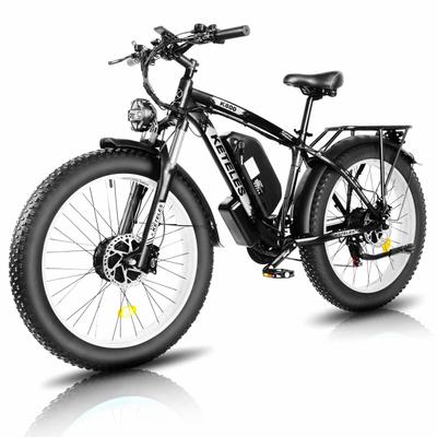 KETELES K800 Dualmotor Elektrofahrrad mit 2×1000W, 48V 23AH, Chaoyang 26" Fat Tires, Feststellbare Federgabel, LCD-Display E-Mountainbike