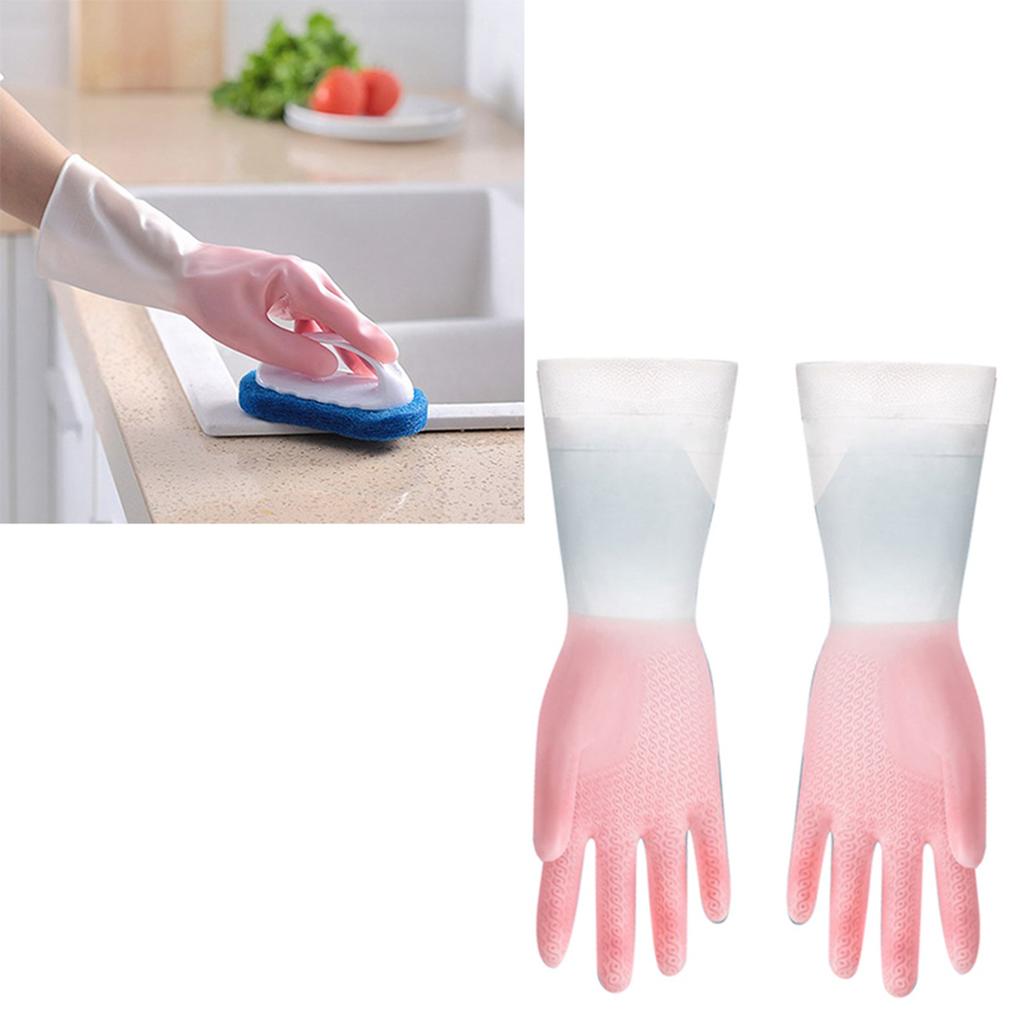 Küchenspülhandschuhe Wasserdicht Latex Multifunktionale Haushaltsreinigungshandschuhe Rosa S