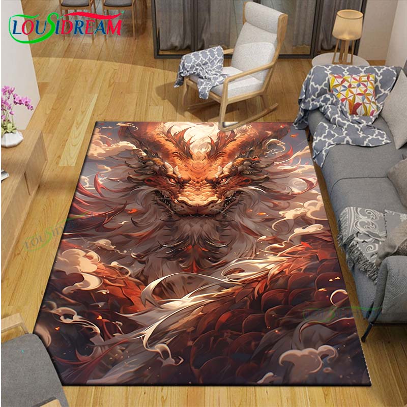 Hot Fashion Chinese Dragon Print Carpet Outdoor Rug Area Rug Non-slip Carpet Bedroom Decor Carpet for Room Gift