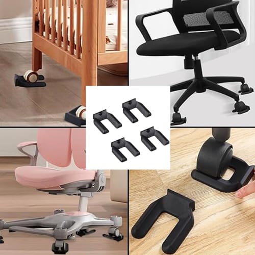 MiniMood Multi-Use Caster Stoppers, Set of 4, for Refrigerators, Strollers, and Furniture, Protect Floors and Prevent Scratches, Easy Installation and