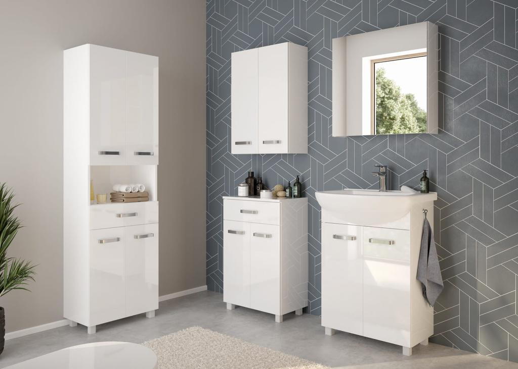 Bathroom cabinet with a washbasin, 85x50 cm, white, on legs, Mila