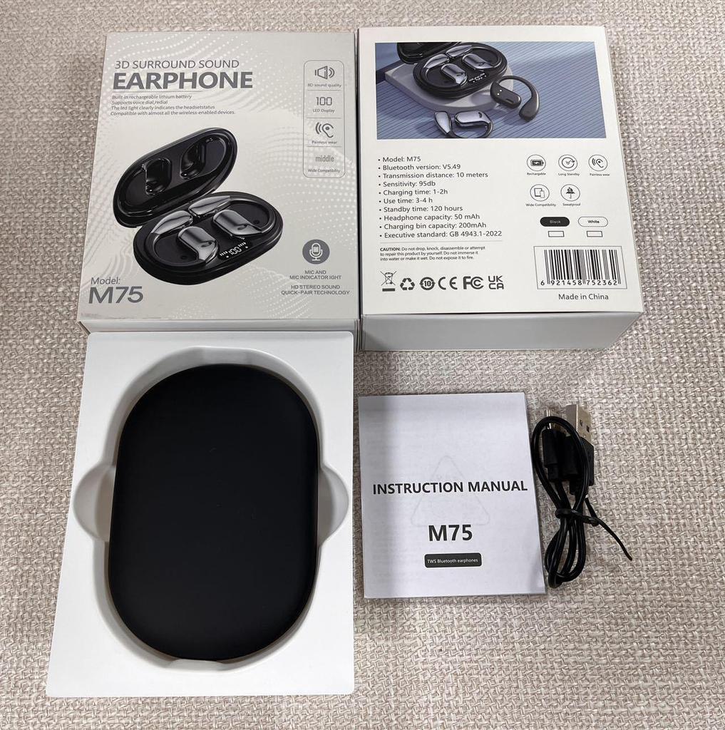OWS M75 Ear-Hook Bluetooth Headset with Noise Reduction
