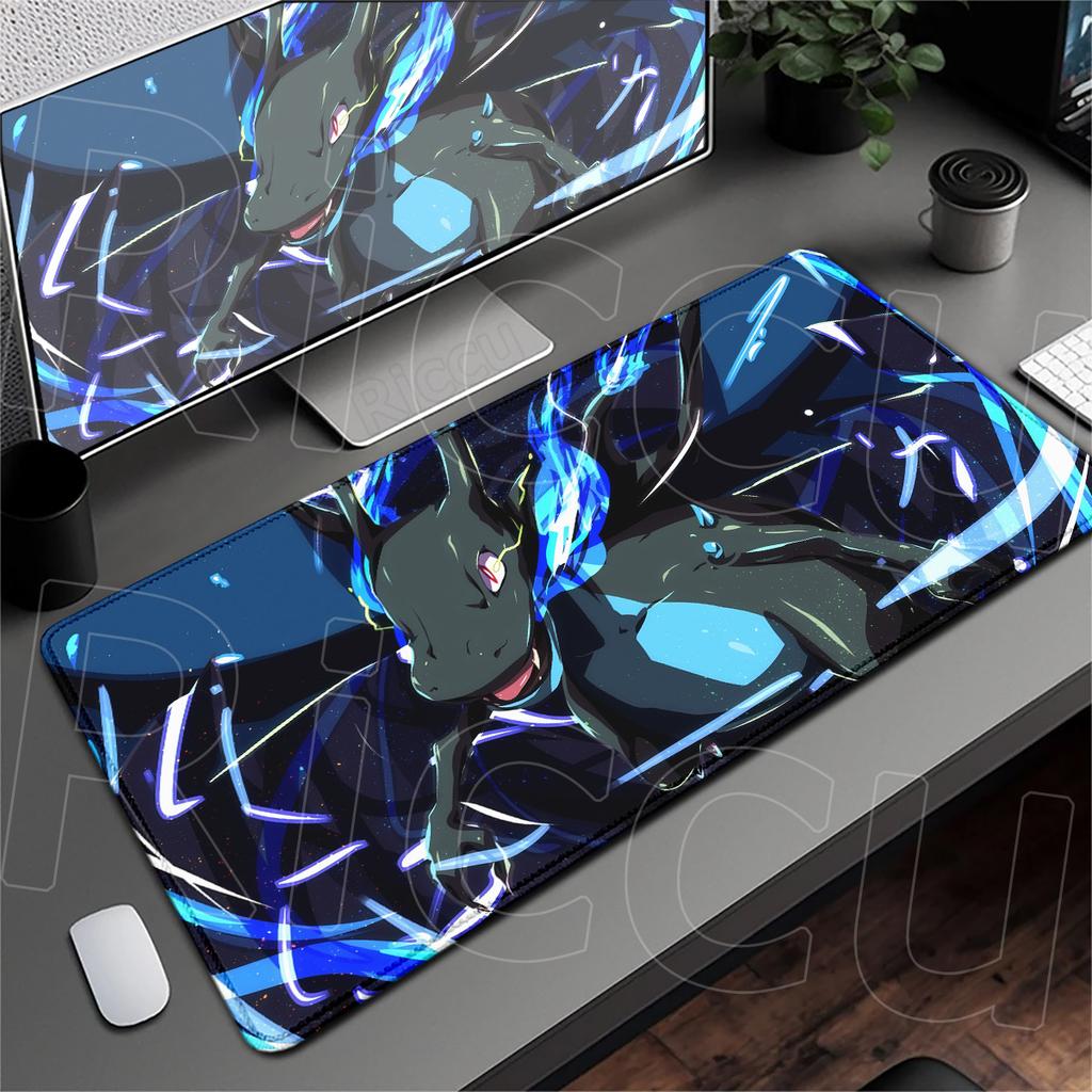 Locking Edge Washable Computer Desktop Mat XXL PC Laptop Anime Gaming Mouse Pad P-Pokemon Charizard Keyboard Carpet Rubber Base