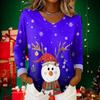 Women's Christmas Print Casual V-Neck Long Sleeve Top