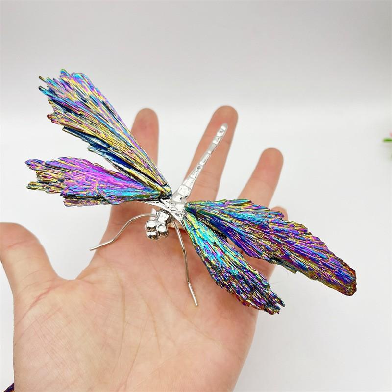 Explosions Natural Black Tourmaline Plating Crystal Dragonfly Ornaments Color Crystal Tourmaline China (Multicolor,Gold drag blue) разноцветный