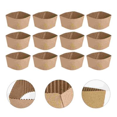 50 Pcs Cup Lid Coffee Holder Jackets Corrugated Paper Hot Drink Sleeves Cold-insulation Bottle Cover Outdoor Protector