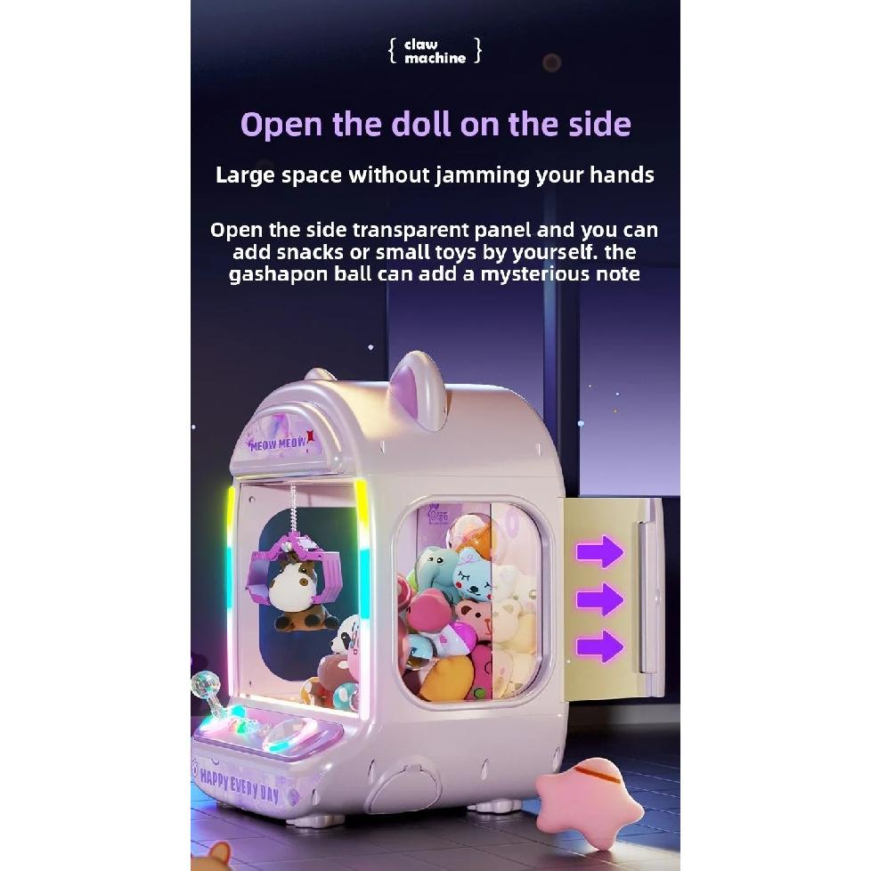 DIY Automatic Doll Machine Kids Coin Operated Play Game Mini Claw Catch Toys Crane Machines Music Doll for Christmas gifts