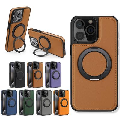 360 ° Rotating Bracket Leather Case Cover for For Iphone 16 Promax 11 12 13 14 15 Pro Max Plus Magnetic Wireless Charging