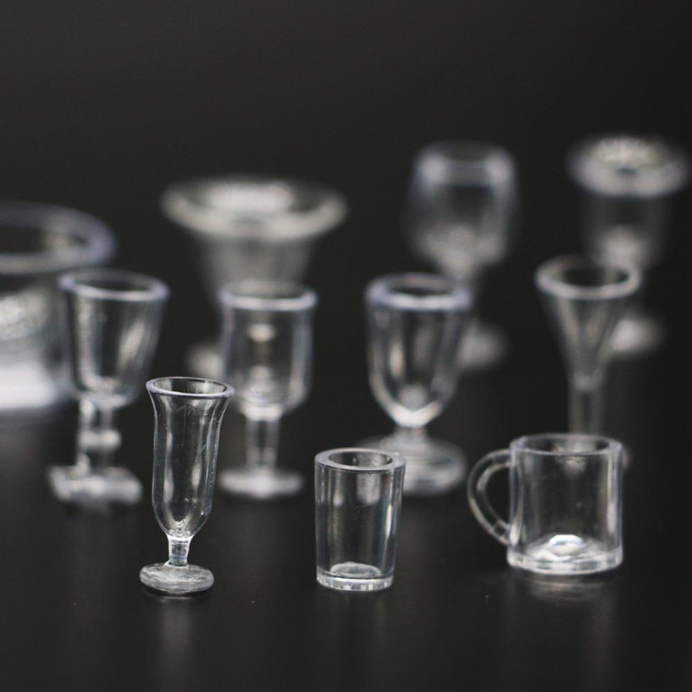 10Pcs/Set Water Cup 1:12 Dollhouse Furniture Dollhouse Miniature Glass Cup  Scene Ornament