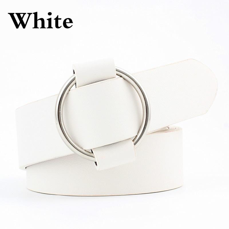 Ladies Fashion Needle-free Metal Round Buckle Belt Casual Wide Belt