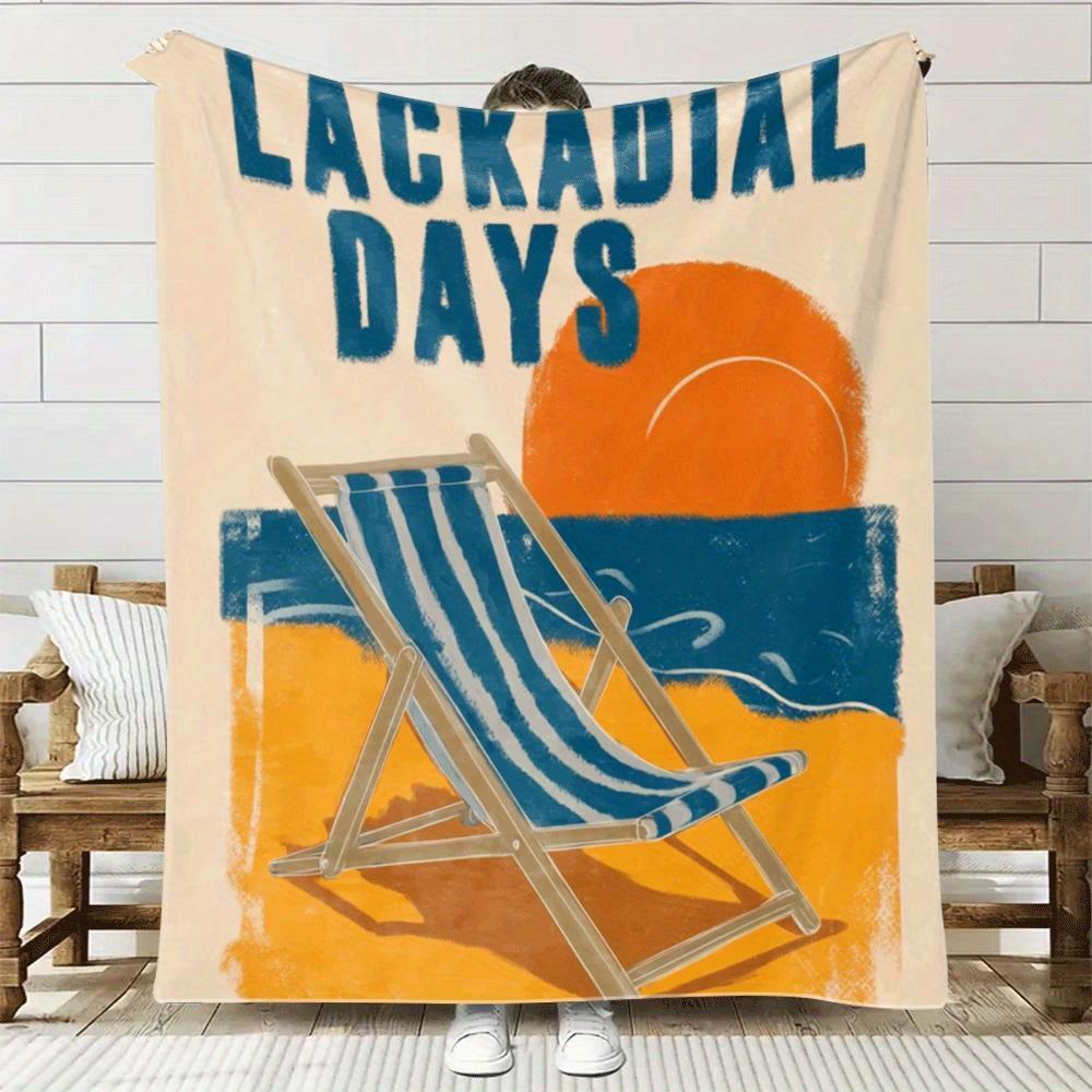 

Coastal beach design pattern Flannel printed blanket suitable for all seasons suitable for living room office sofa and travel 75x100cm (30x40inch)