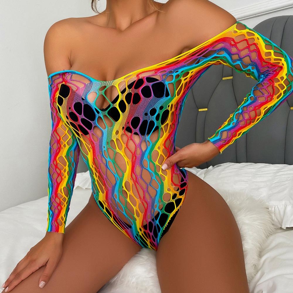 Womens Lingerie Swimwear Bodysuit Fishnet Dress Lace Mini