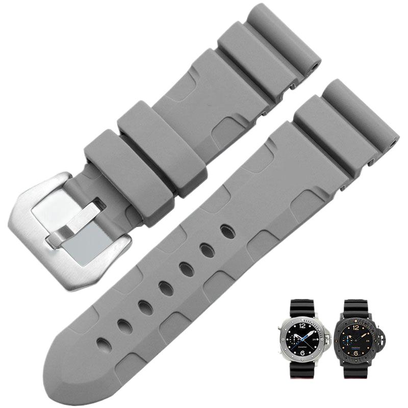 24mm 26mm Rubber Watch Band for Panerai Luminor Submersible Lightning 1164 PAM01209 Black Universal Silicone Strap Watch Band onSamsung Smart Watches