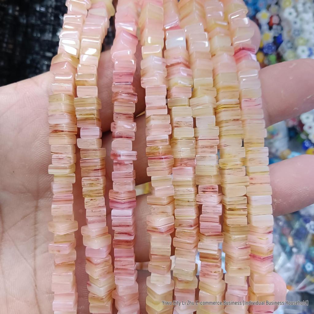 Nepal Kolorowe Kwadratowe Szklane Koraliki 6x3mm do Biżuterii DIY