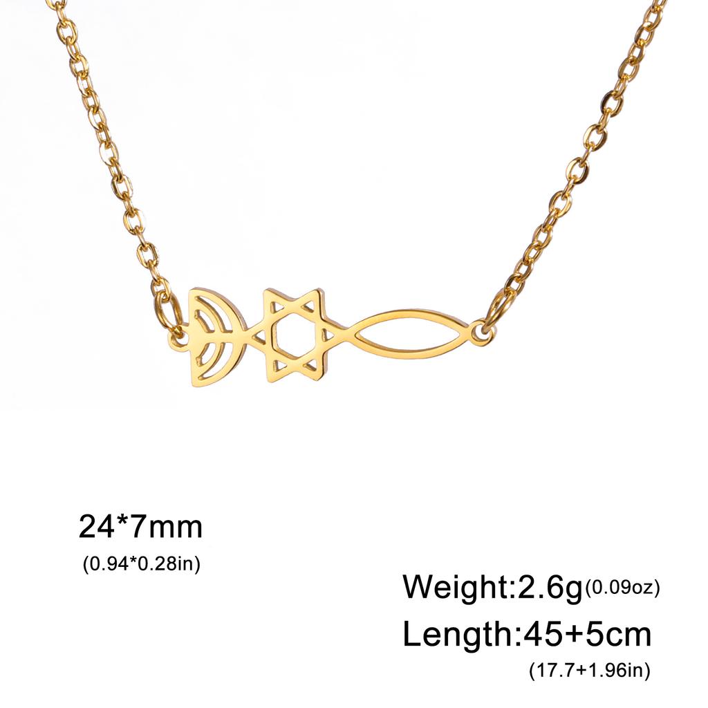 LIKGREAT Messianic Star of David Necklace for Women Men Stainless Steel Je Menorah Hexagram Pendant Israel Je Jewelry