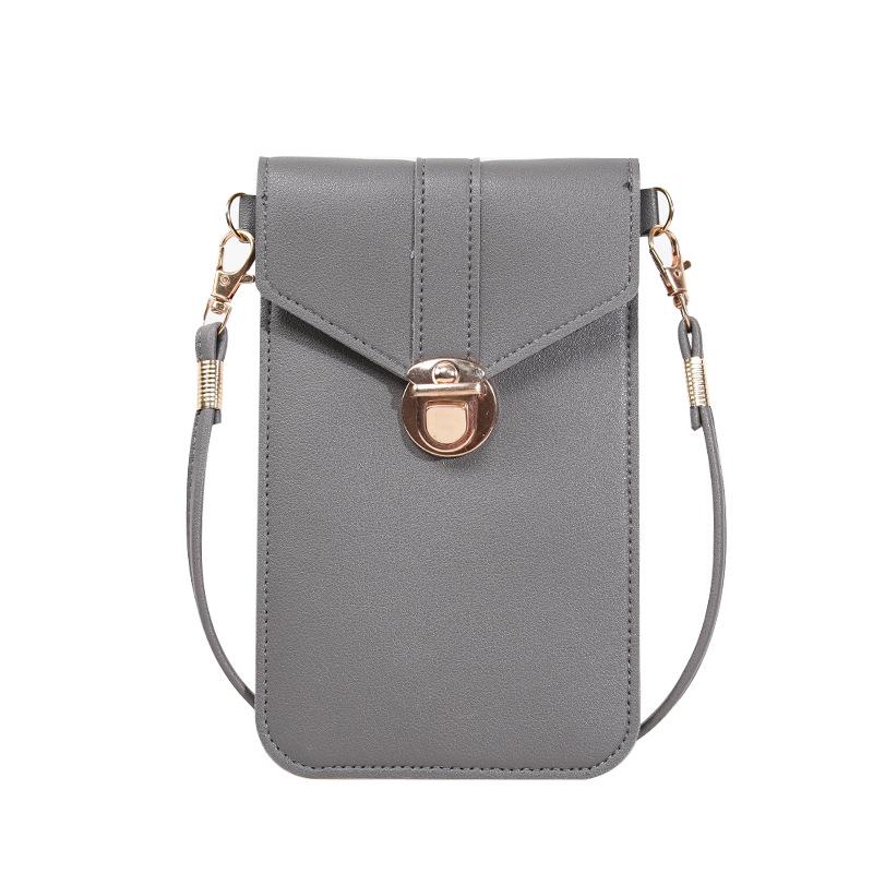 women's tide lock slung pu leather touch-screen mobile phone wallet female retro student buckle small wallet