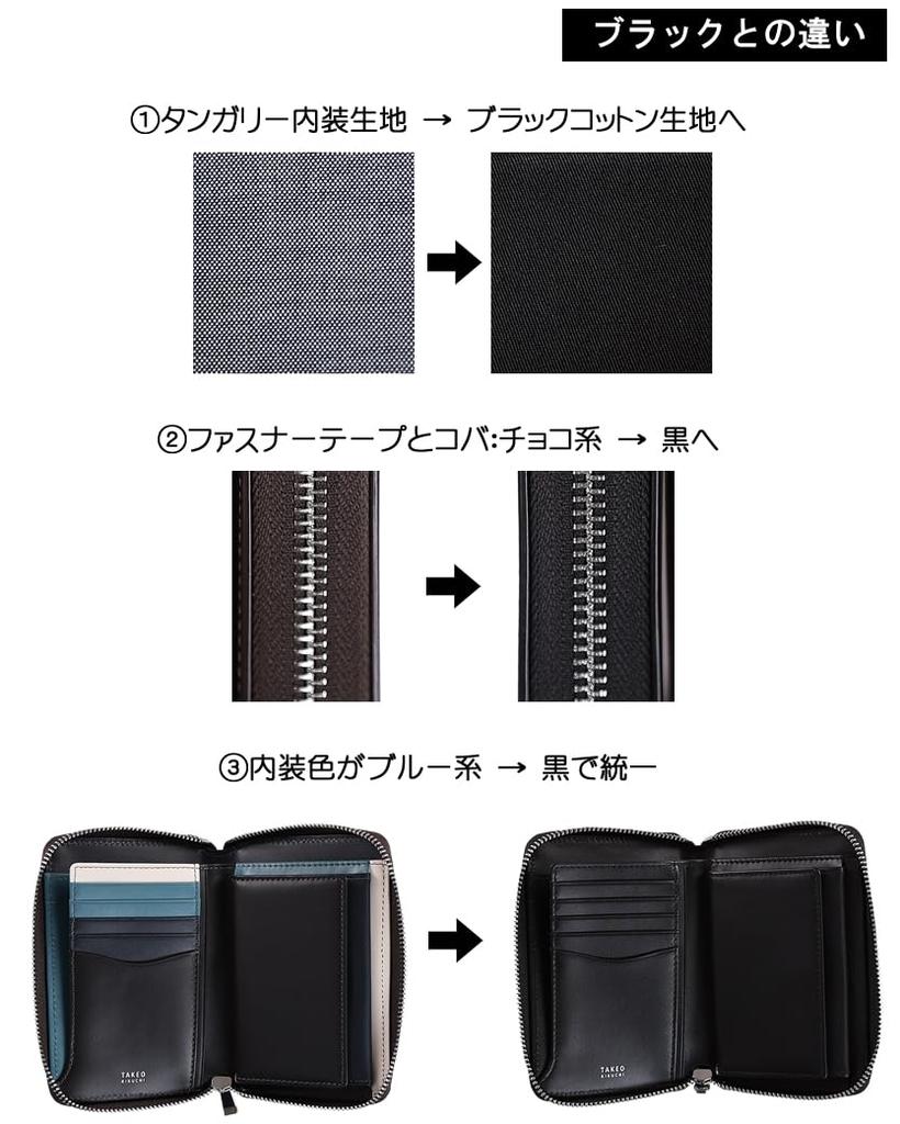 Takeo Kikuchi Margo II Bifold Wallet with Round Genuine Medium Cowhide Black X Black Men's Zipper, Leather, 780614, Wallet, Leather, Leather, [NEW]