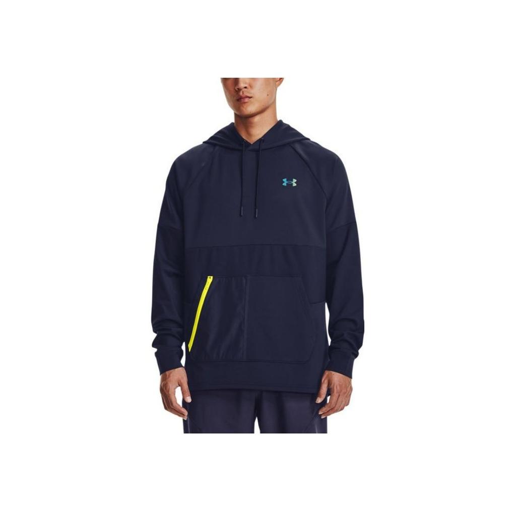 Under Armour Rush Enfärgad Logotyptryck Dragsko Huva Långärmad Sweatshirt Herr sweatshirt Mörkblå 1370450-410