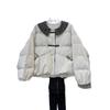 Autumn and winter new contrasting color doll collar down jacket women's short white duck down loose and thin plaid jacket
