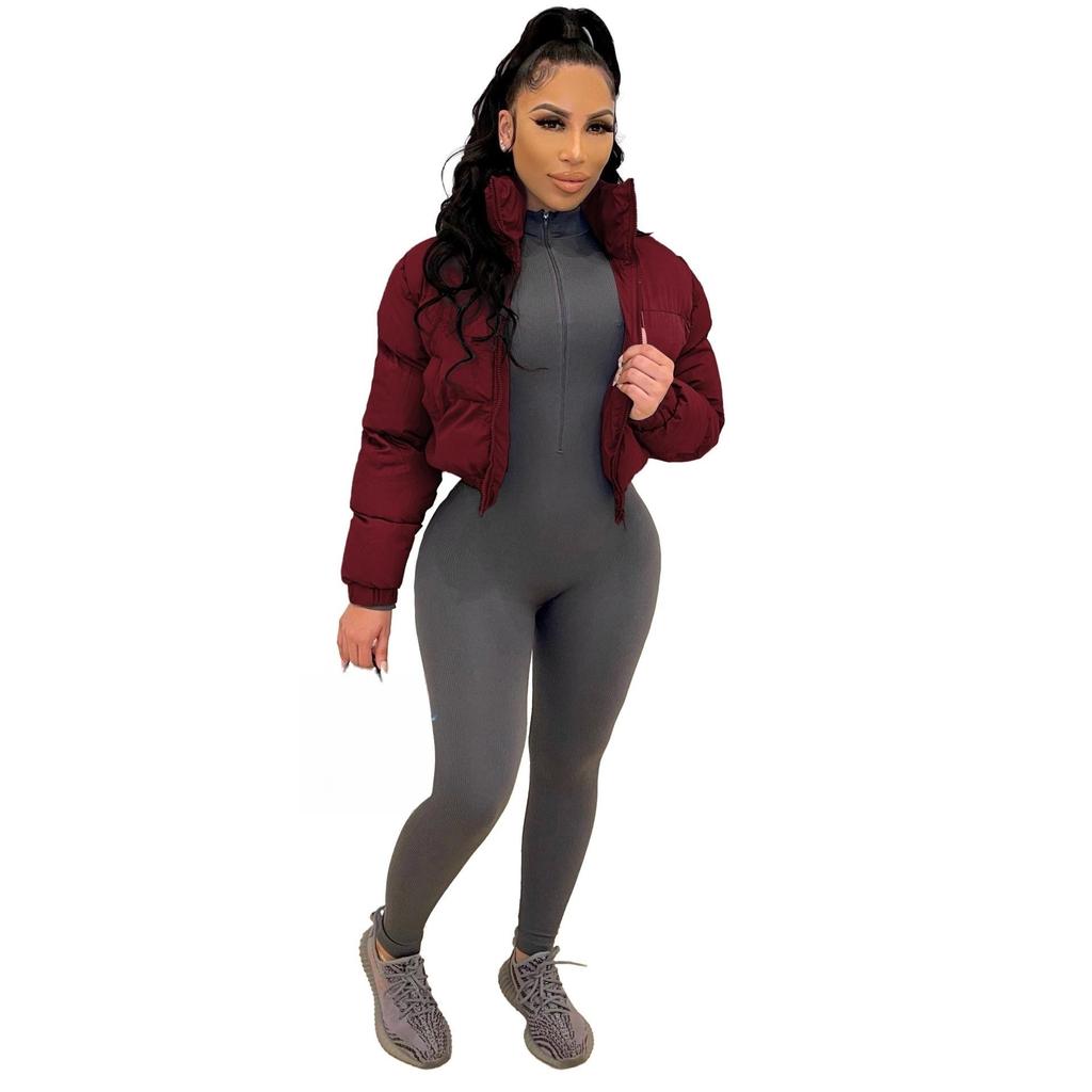 Ins Frauen Helle Vergoldung Zipper Fly Langarm Schlank Parkas Jacke Dicke Warme Winter Mode Outwear 2023 Jacken Mantel