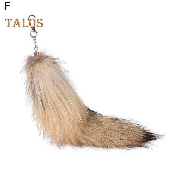 Fuskrävsvans Nyckelring Hänge Handgjord Fuskpäls Svans Cosplay Renässans Furry Svans Handväsketillbehör