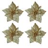 4Pcs Christmas Flowers for Festive Tree and Floral Arrangements Fabric Decorations for Wreaths and Garlands 15cm
