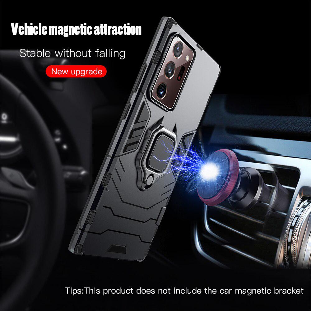 KEYSION Nárazuvzdorné pouzdro Armor pro Samsung Note 20 20 Ultra Ring Stand Bumper Silikonový Zadní kryt telefonu pro Galaxy Note 20 Ultra