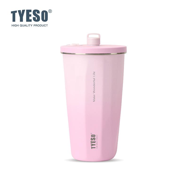 TYESO Stainless Steel Insulated Coffee Cup & Water Bottle - Ice Buster, Large Capacity, with Straw for Car