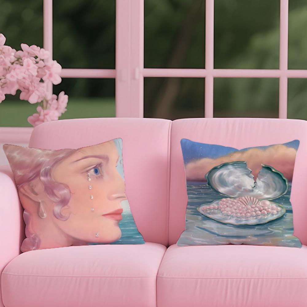 Works by Polish artist Monika Marchewka Cushion Cover Reversible Plush Pillow Cover – For car, sofa, bedroom, perfect as a gift.