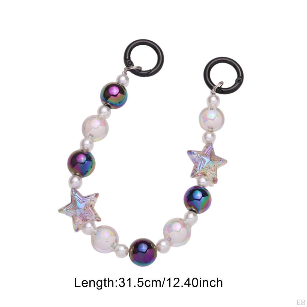 Beaded Bag Chain Charm with 2 Round Carabiners Purse Handle