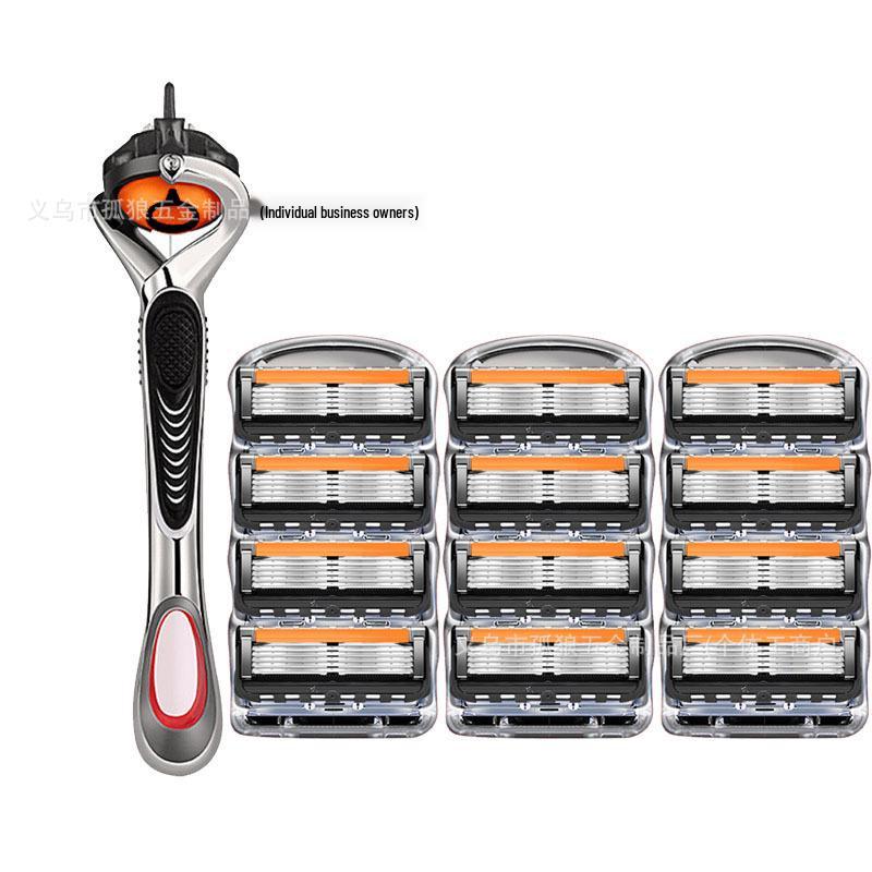 Five-Layer Anti-Scratch Razor, Stainless Steel Manual Shaver with Gillette Fusion5-Compatible Head