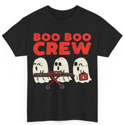 Halloween Nurse Doctor Medical Ambulance Boo Crew Cotton T Shirt