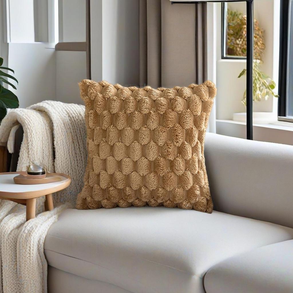 Imitation Rabbit Fur Cushion Cover - Plush Pineapple Pattern for Sofa or Bedroom