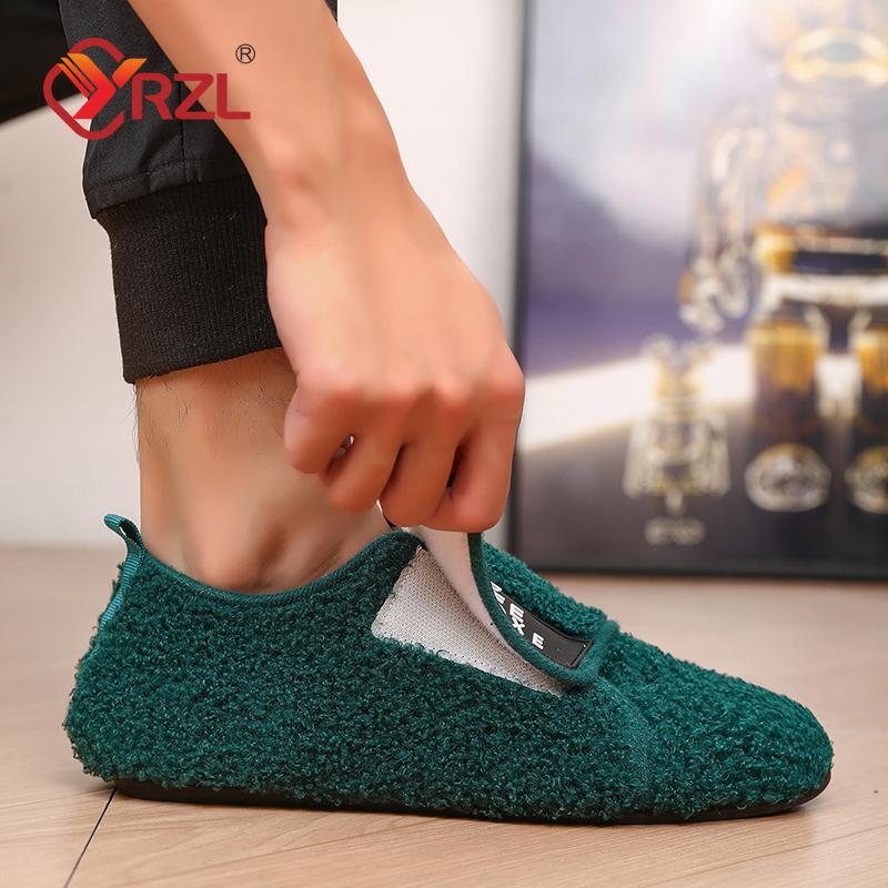 YRZL Winter Warm Plush Slippers for Men Closed Toe Soft Comfortable Cotton Shoes Male 2024 Lightweight Flat Men's Casual Shoes