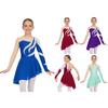 Girls Long Sleeve Dance Dress Shiny Sequins Decorated Patchwork Style Hollow Back Dresses