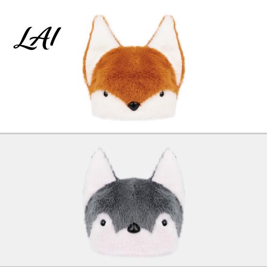 Double Sided Plush Headwear Animal Hat Fox And Wolf Double-sided Hat with 3D Ears Cute Pointed Ear Fuzzy Warm for Men Women Cosplay Party