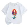 Kids Boys Girls Crew Neck Short Sleeve 100% Cotton T-Shirt Cute Rainbow Hair Mermaid Printed Casual Soft Tees for Summer Daily Wear Birthday Gift for