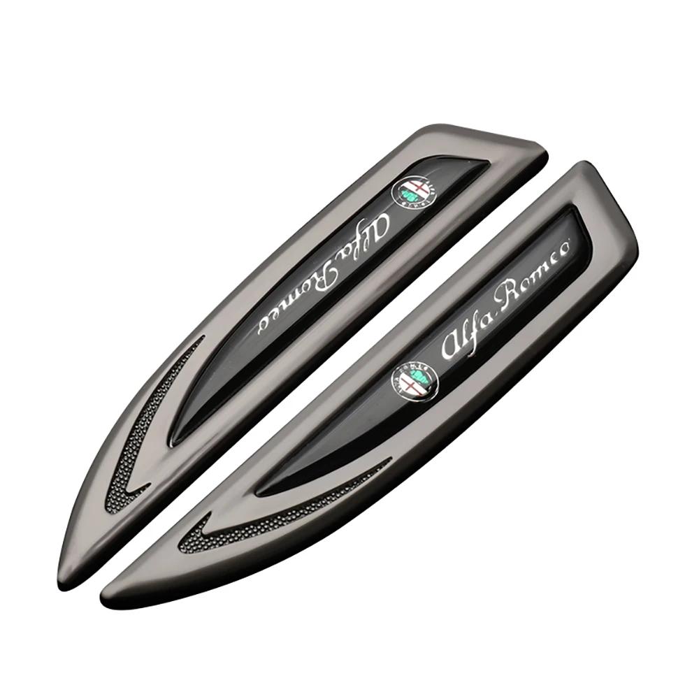 Hub Caps 2pcs 3D Metal Badges Decal Stickers Side Wing Knife Emblem Car Stickers For Alfa Romeo Giulietta GT 159 147 156 GiuliaS