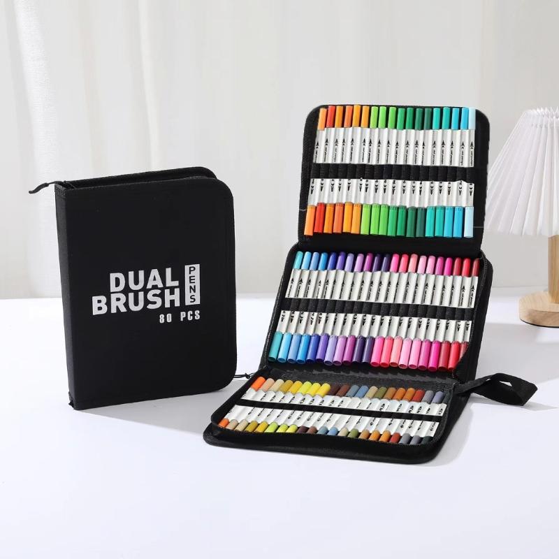 60/72/80/100 Color Acrylic Pen Acrylic Marker Drawing Pen Double Tip Brush Pen for Crafts Rock Painting Glass