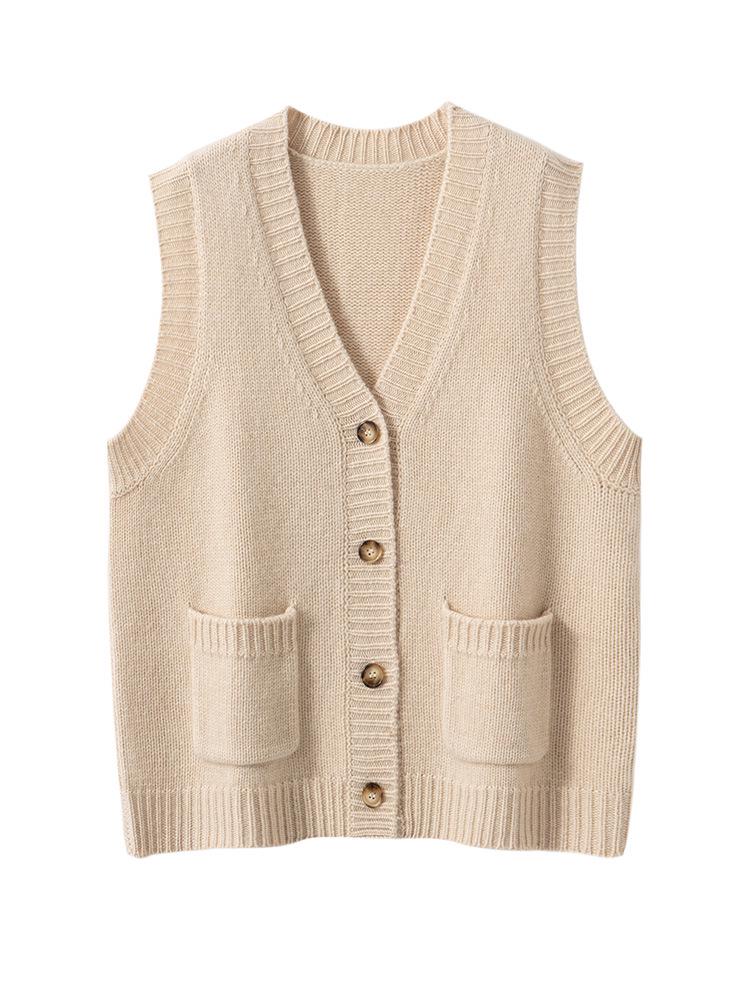 Women's Cashmere Vest: Autumn & Winter Style, Sleeveless, Fashionable Layering Cardigan, 7-Gauge Thick
