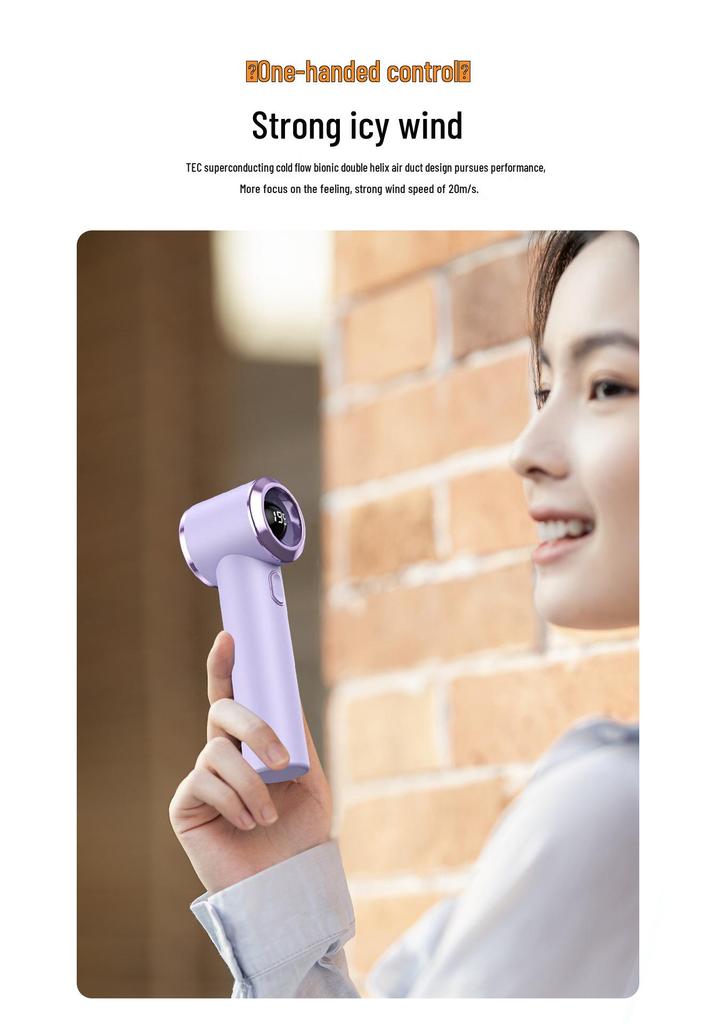 T236 Handheld High-Speed USB Fan with Digital Display and 199 Speeds - Compact and Powerful
