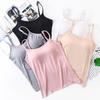 Women's Modal Padded Anti-Exposure Camisole Long Undershirt Yoga Top